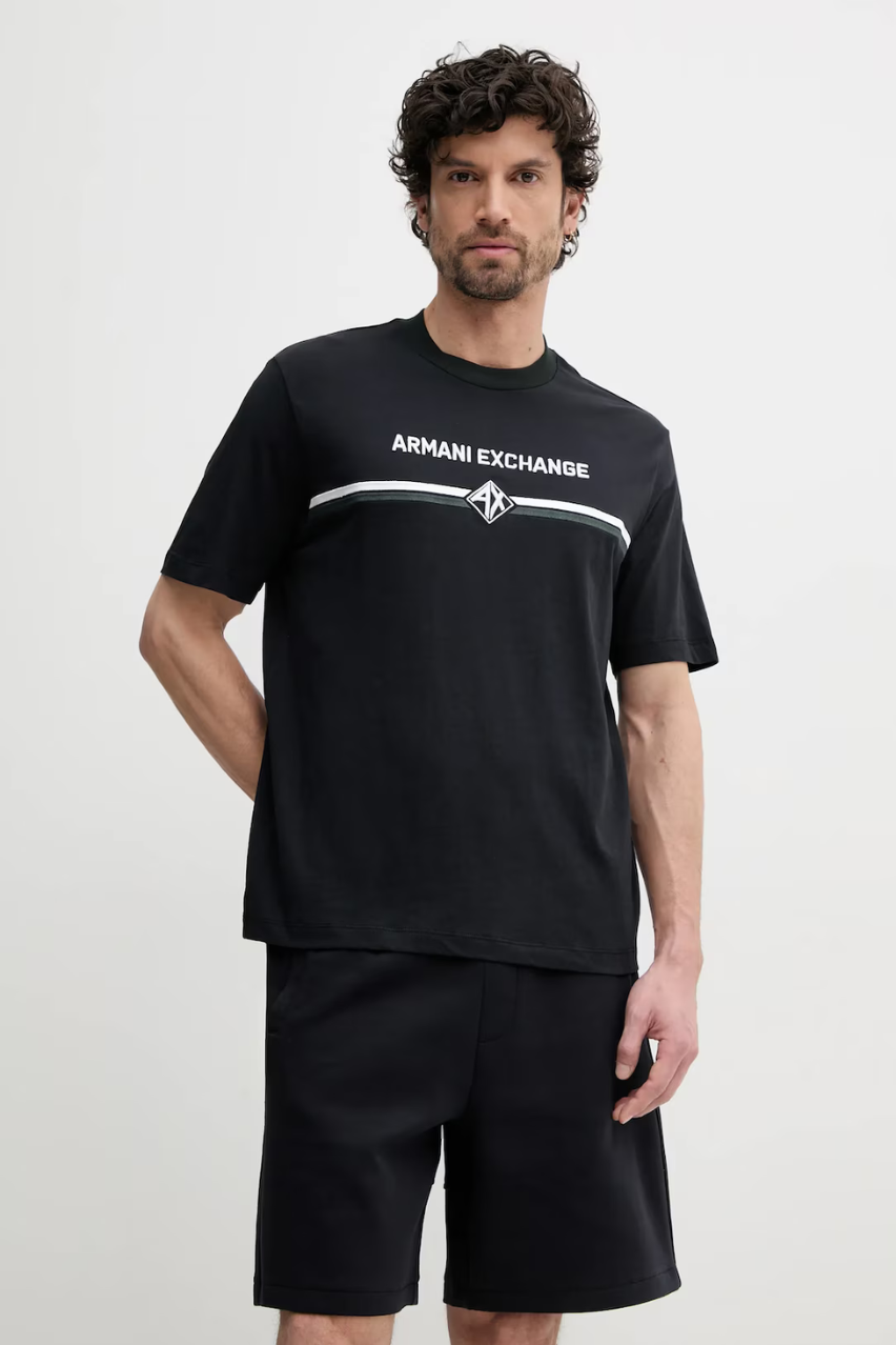 Мужская футболка Armani Exchange тёмно-синяя (Regular Fit)