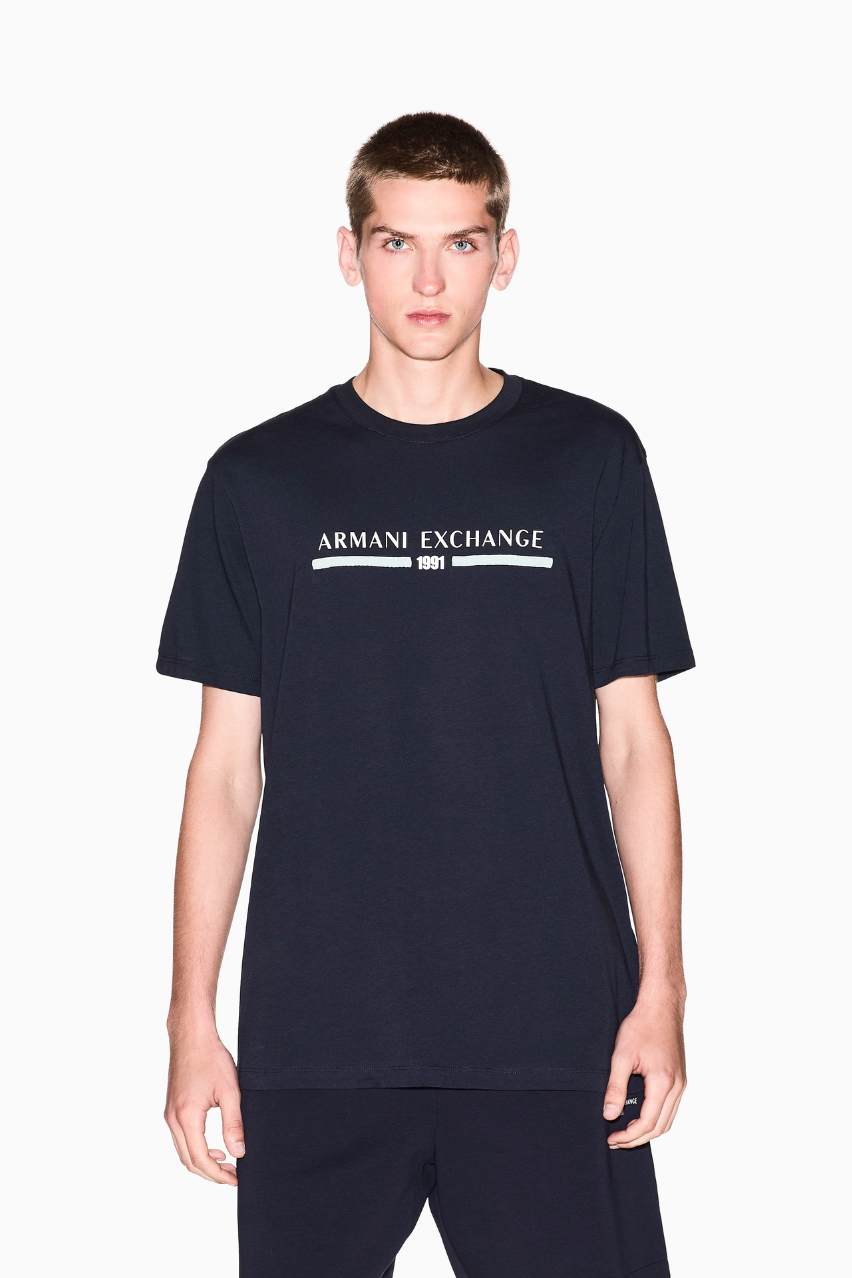 Чоловіча футболка Armani Exchange темно-синя (Regular Fit)