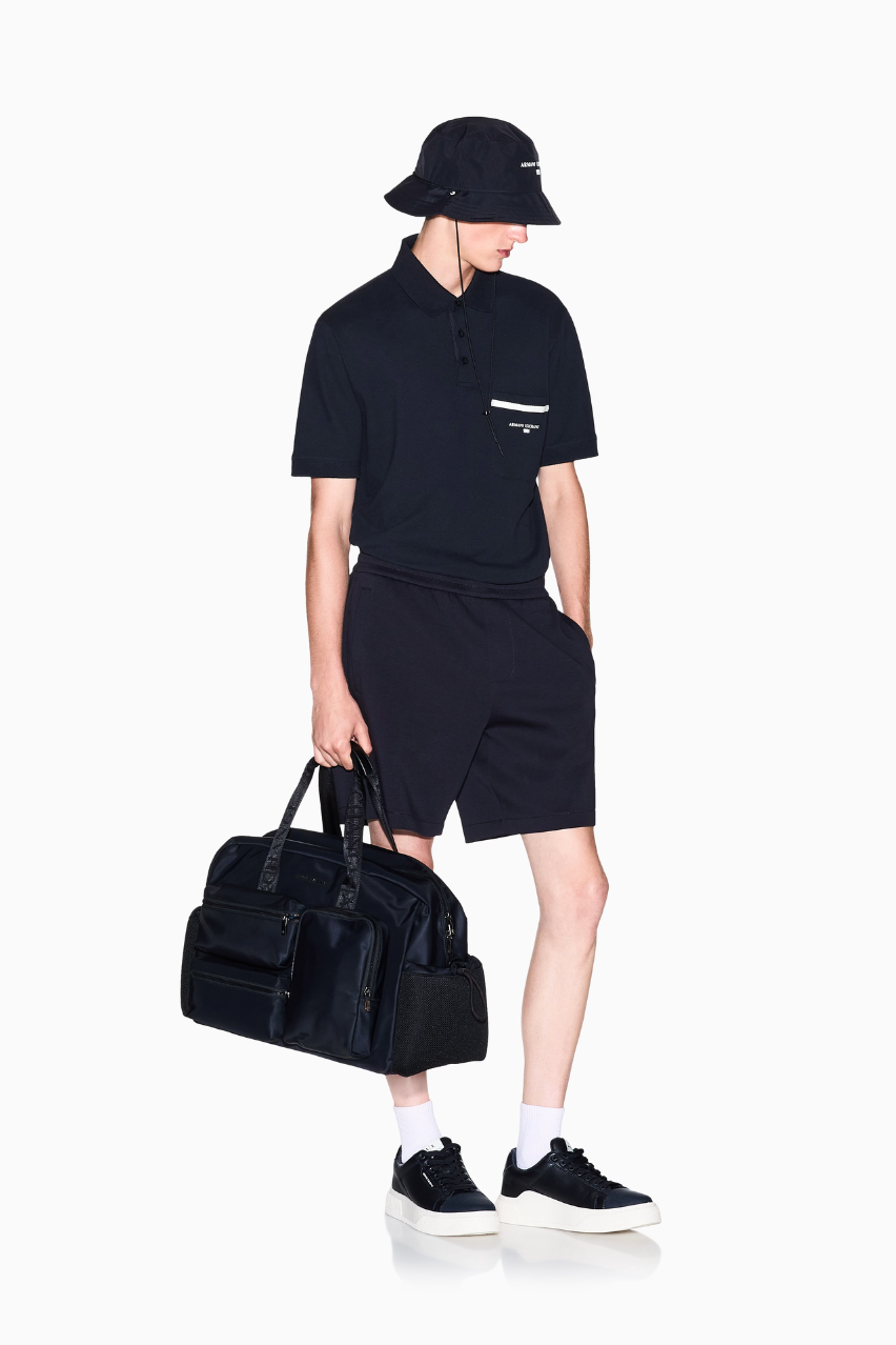Чоловіче поло Armani Exchange темно-синє з кишенею