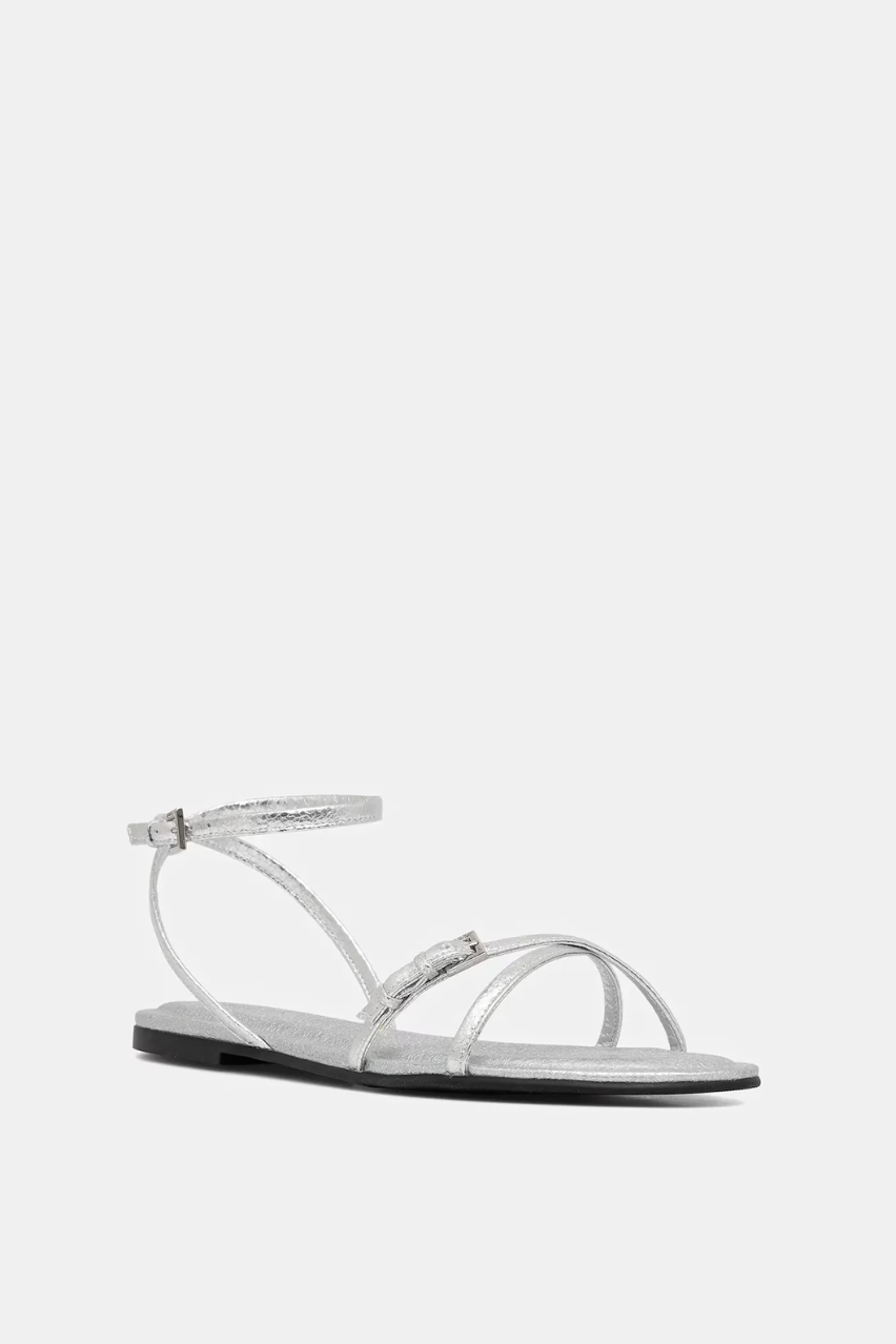 Женские серебристые сандалии HUGO Tayna_Sandal_CKR 50542079