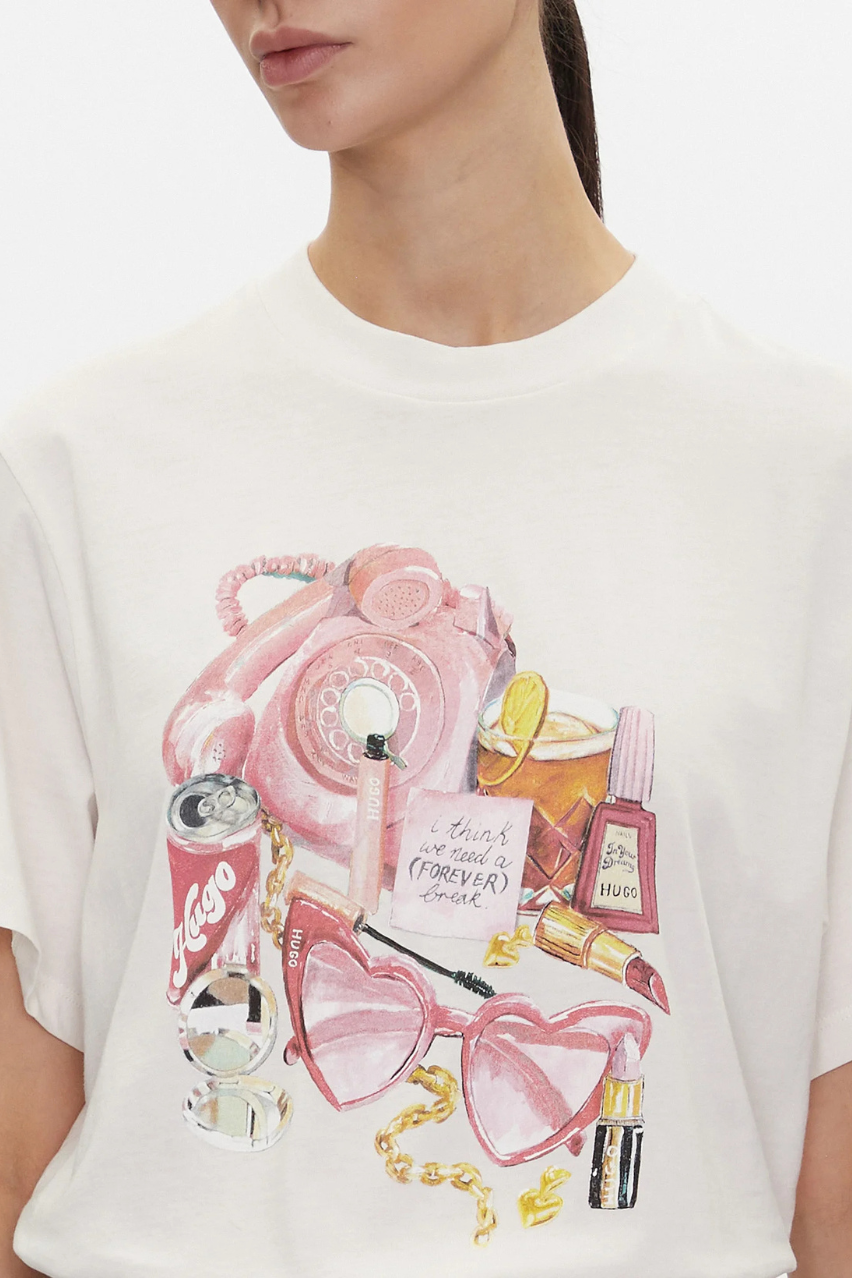 Женская молочная футболка HUGO Vintage Tee_15 50539107