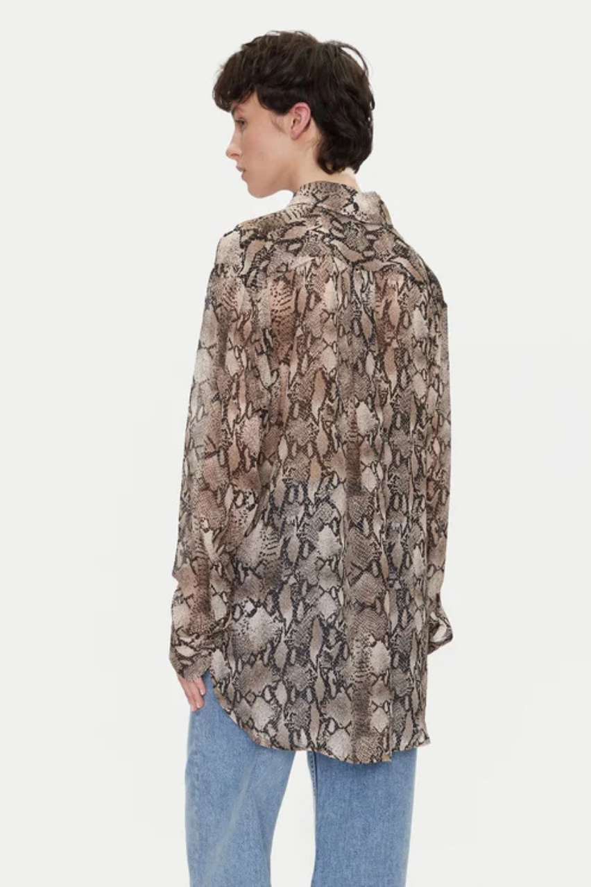 Жіноча коричнева блуза HUGO The Boyfriend Shirt 50539779