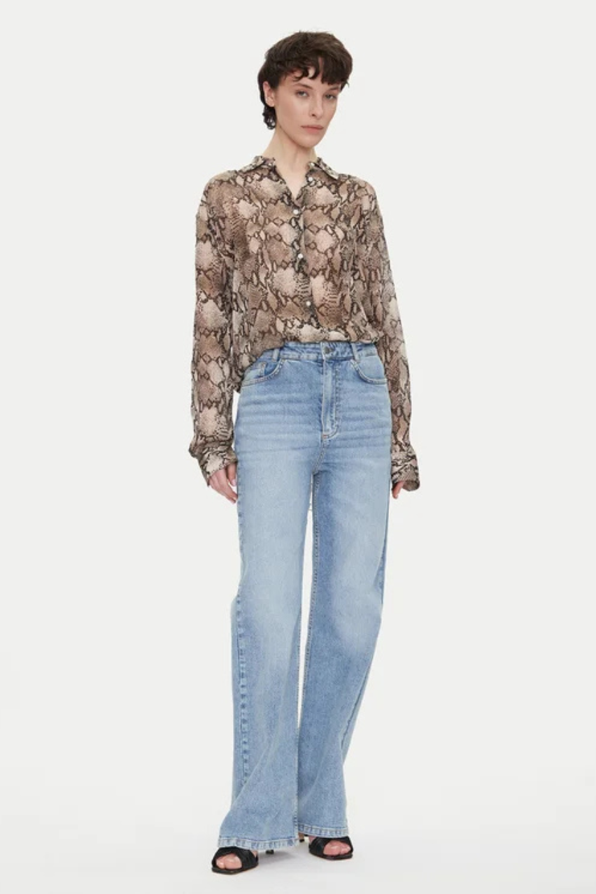 Жіноча коричнева блуза HUGO The Boyfriend Shirt 50539779