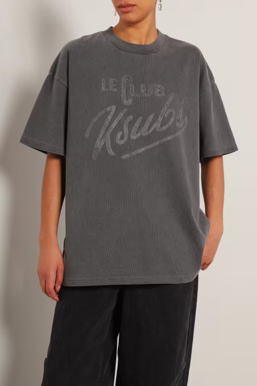 Графитовая футболка Ksubi Le Club Boyfriend WPF25TE005