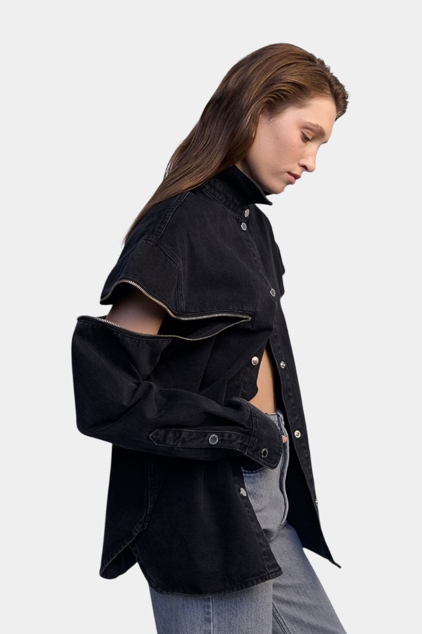 Чорна джинсова сорочка Zip D272BL Aisenberg