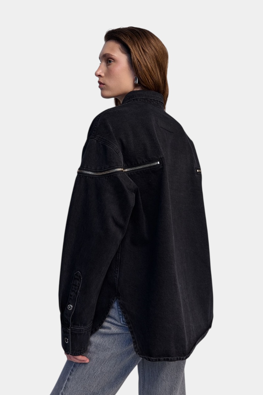 Чорна джинсова сорочка Zip D272BL Aisenberg