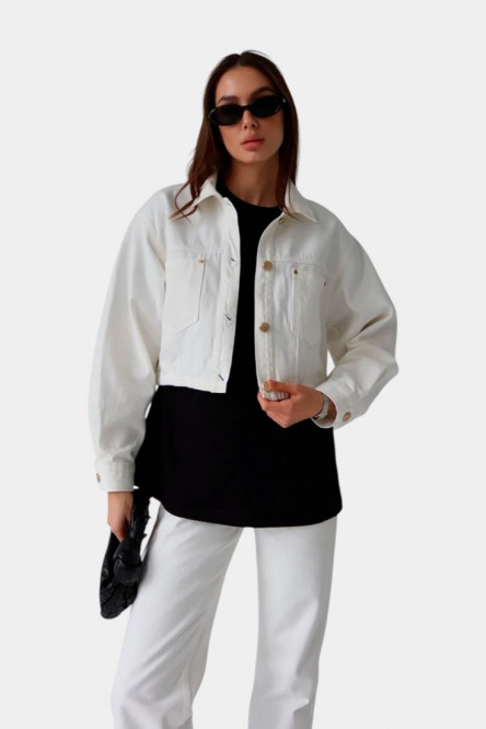 Біла джинсова куртка Crop