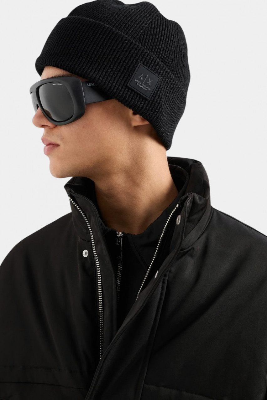 Чорний пуховик на прихованій блискавці XM000034 AF10324 UC001 Armani Exchange