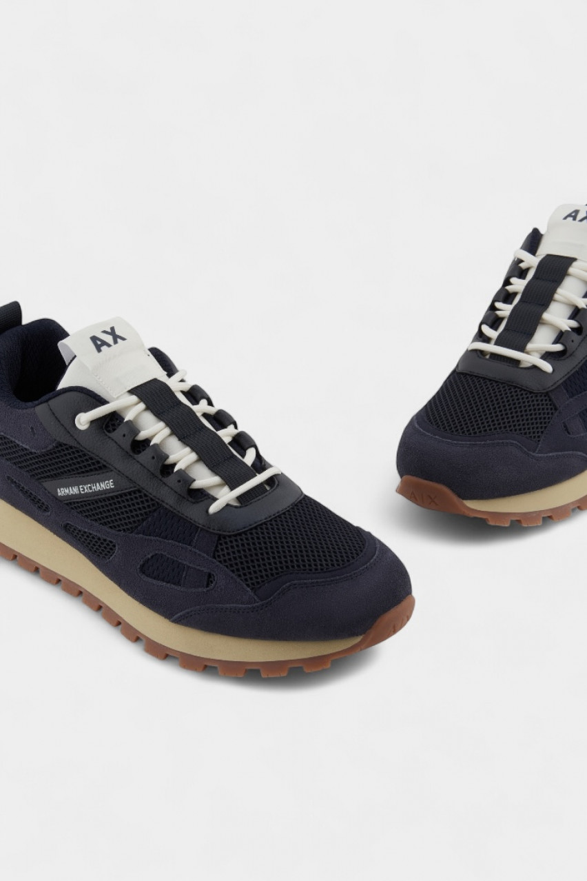 Темно-синие сетчатые кроссовки из экозамши и нейлона XUX264 XV956 U393 Armani Exchange