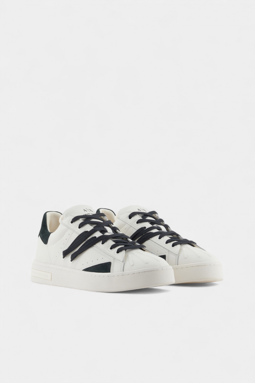 Молочні шкіряні кеди з контрастними шнурками XUX245 XV915 U384 Armani Exchange