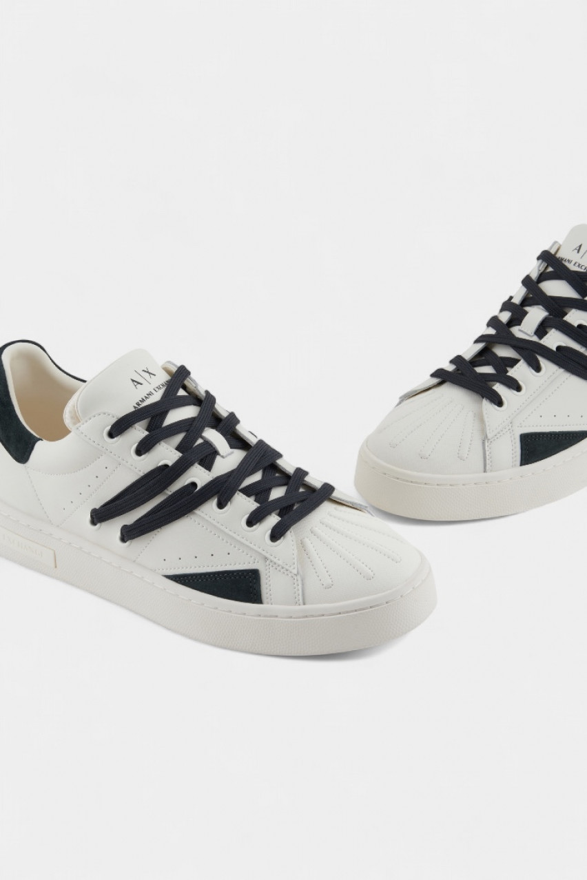 Молочні шкіряні кеди з контрастними шнурками XUX245 XV915 U384 Armani Exchange