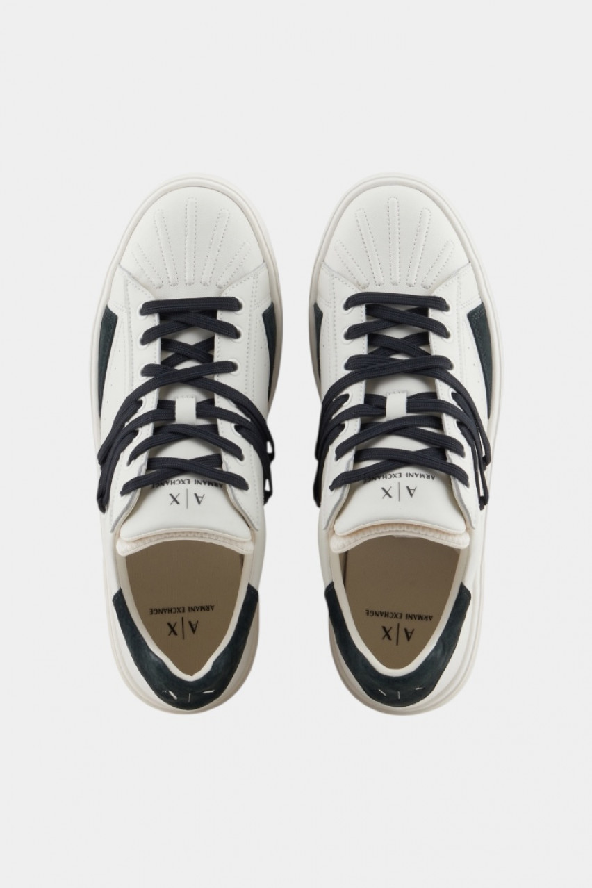 Молочні шкіряні кеди з контрастними шнурками XUX245 XV915 U384 Armani Exchange