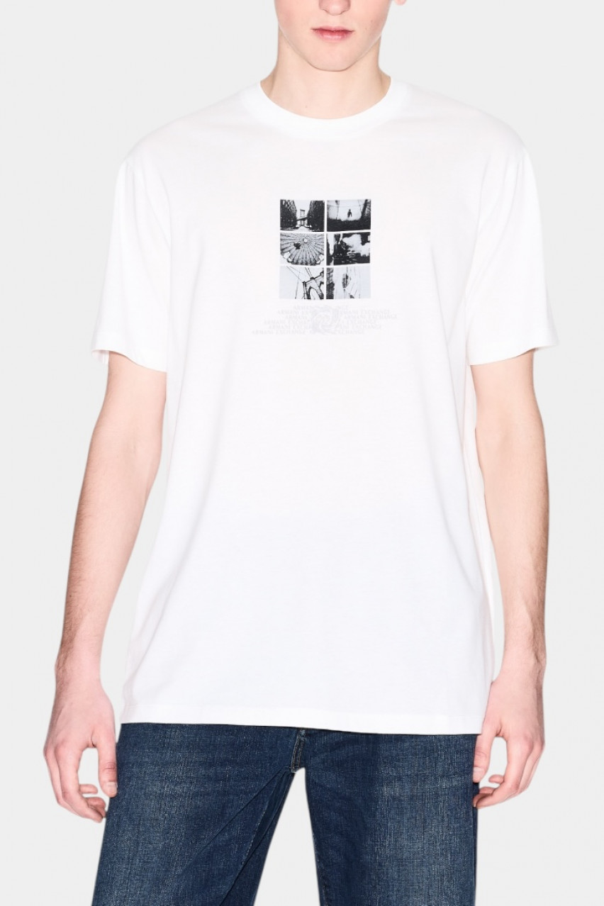 Белая футболка стандартного кроя с фотопринтом XM000565 AF10356 U0009 Armani Exchange