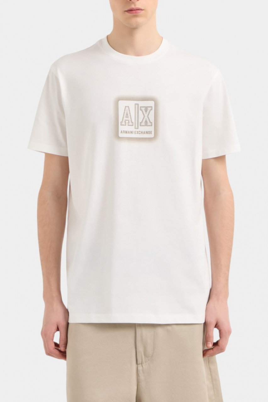Біла футболка стандартного крою з логотипом XM000545 AF10361 U0009 Armani Exchange