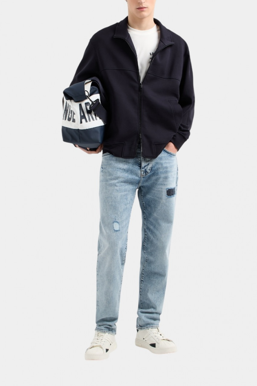 Темно-синій бавовняний світшот на блискавці XM000351 AF10818 UB101 Armani Exchange