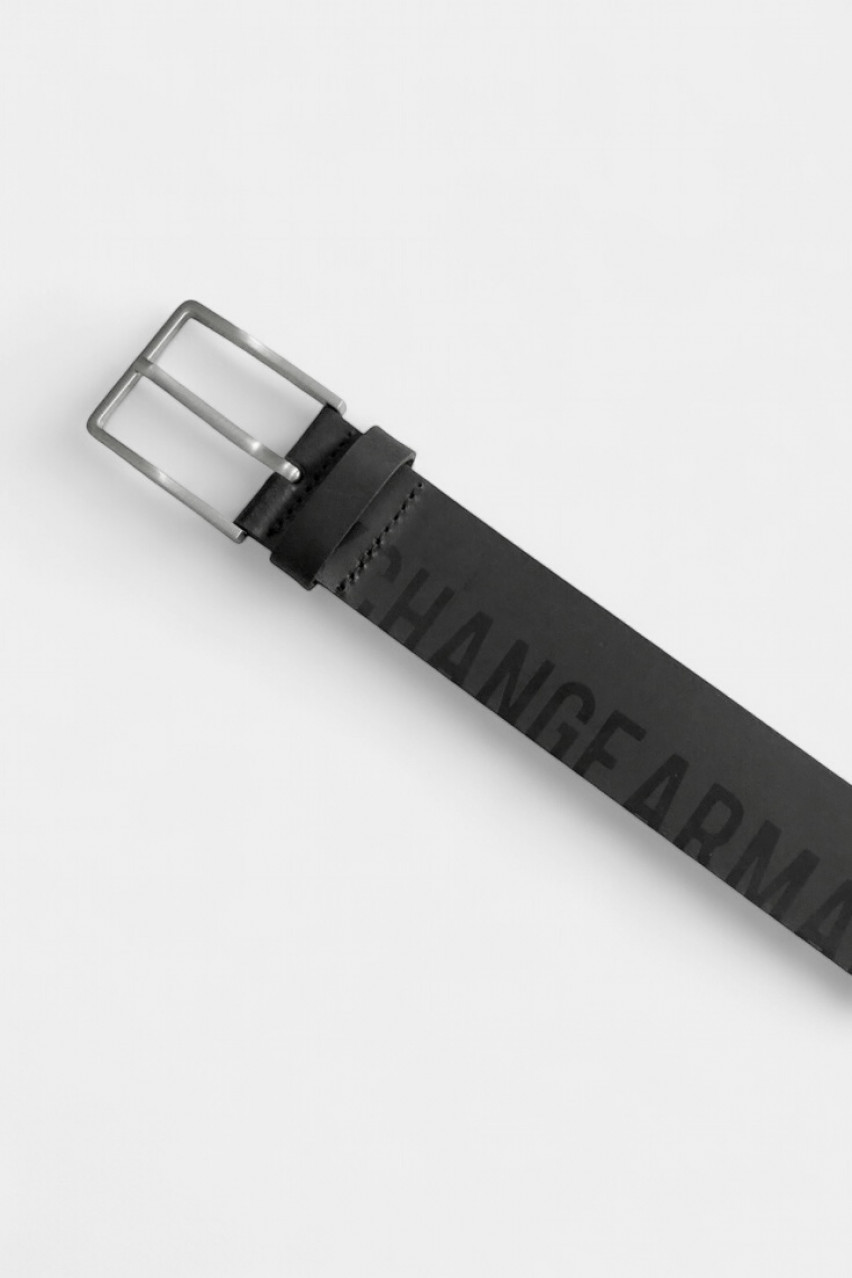 Чорний шкіряний ремінь з логотипом по всій поверхні XM000617 AF12716 UC001 Armani Exchange