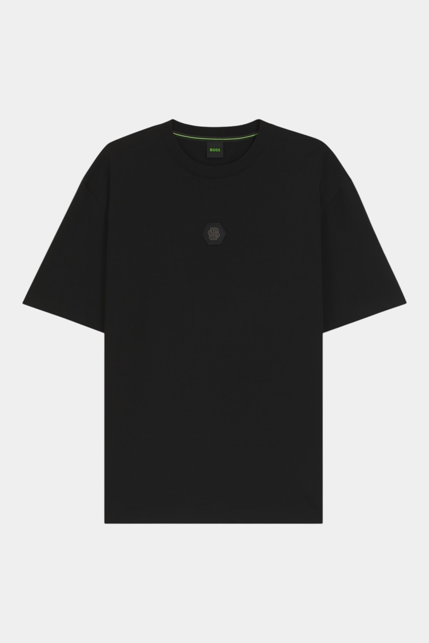 Черная хлопковая футболка Tee Future с монограммным логотипом 50544316 001 BOSS