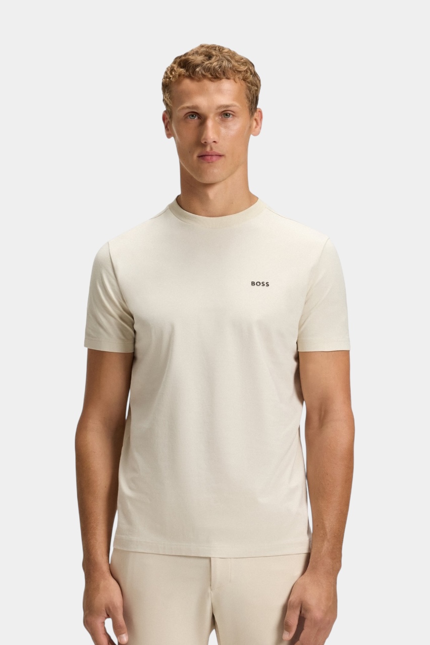 Бежевая футболка Tee из эластичного хлопка 50506373 131 BOSS