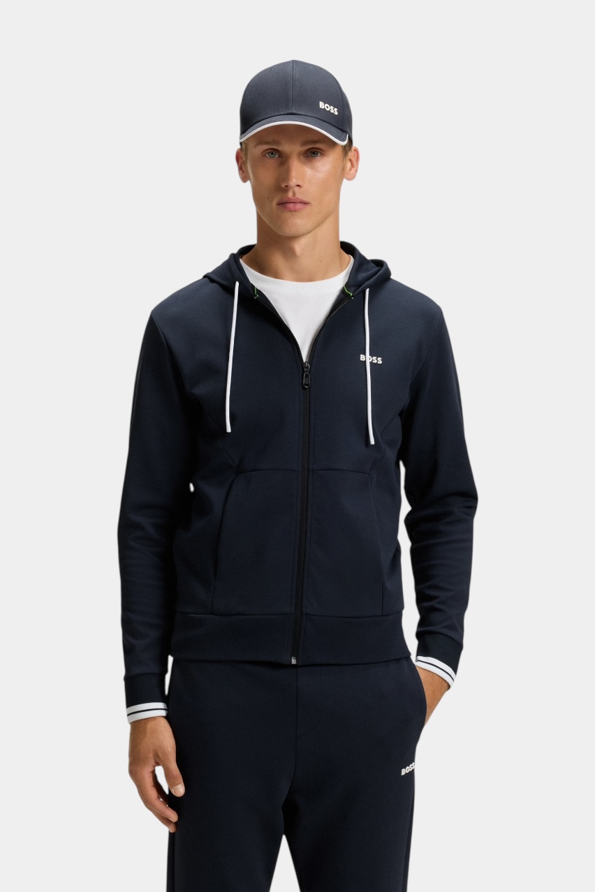 Темно-синее хлопковое худи FZ Hoodie Zone на молнии 50542974 403 BOSS