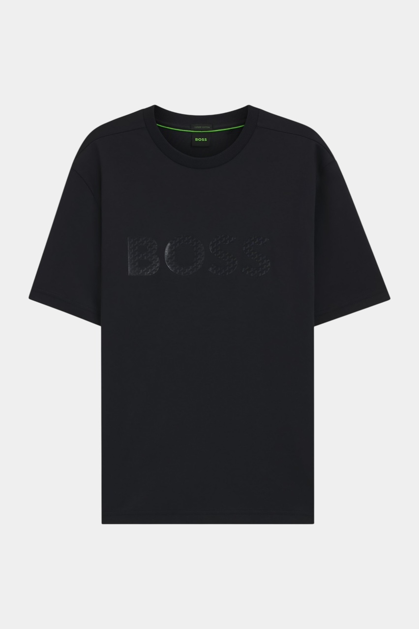 Темно-синяя футболка TS_Mirror Iconic со структурированным логотипом 50547940 402 BOSS