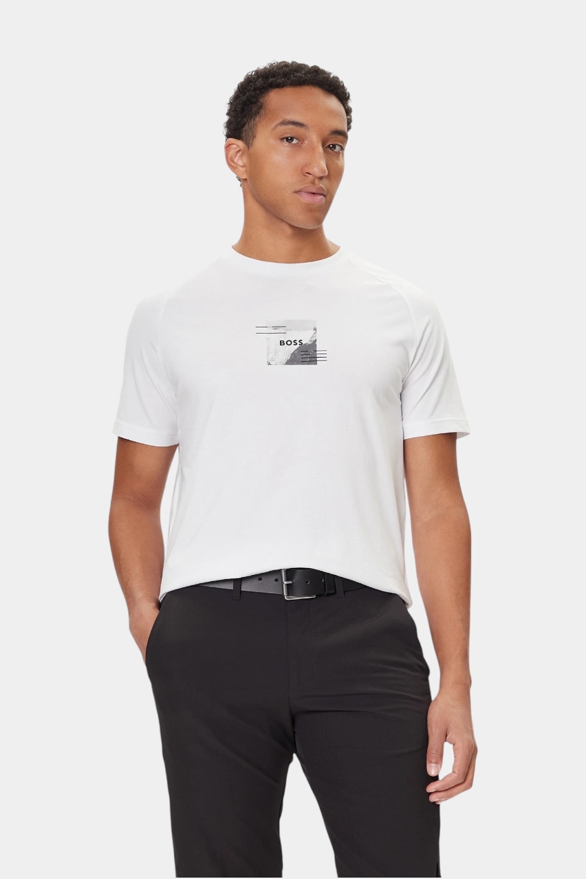 Белая футболка Tee Stripe Zone со светоотражающими элементами 50548093 100 BOSS