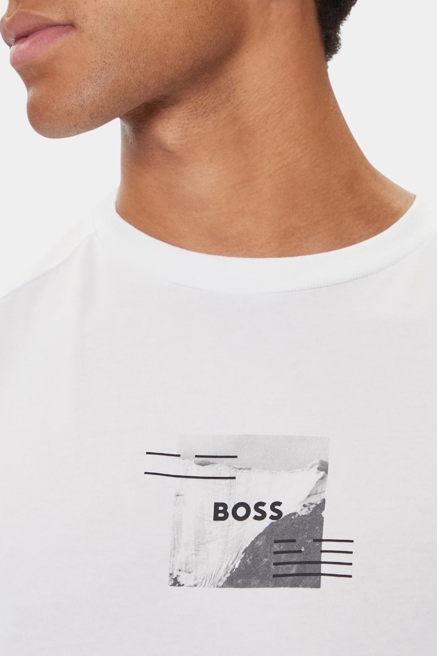 Белая футболка Tee Stripe Zone со светоотражающими элементами 50548093 100 BOSS