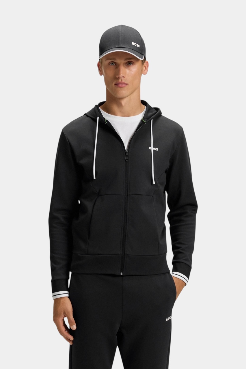 Черное хлопковое худи FZ Hoodie Zone на молнии 50542974 001 BOSS