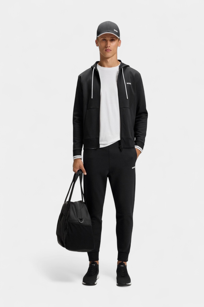 Черное хлопковое худи FZ Hoodie Zone на молнии 50542974 001 BOSS