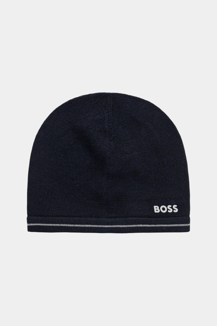Темно-синяя шерстяная шапка Arveso_Beanie 50550255 402 BOSS