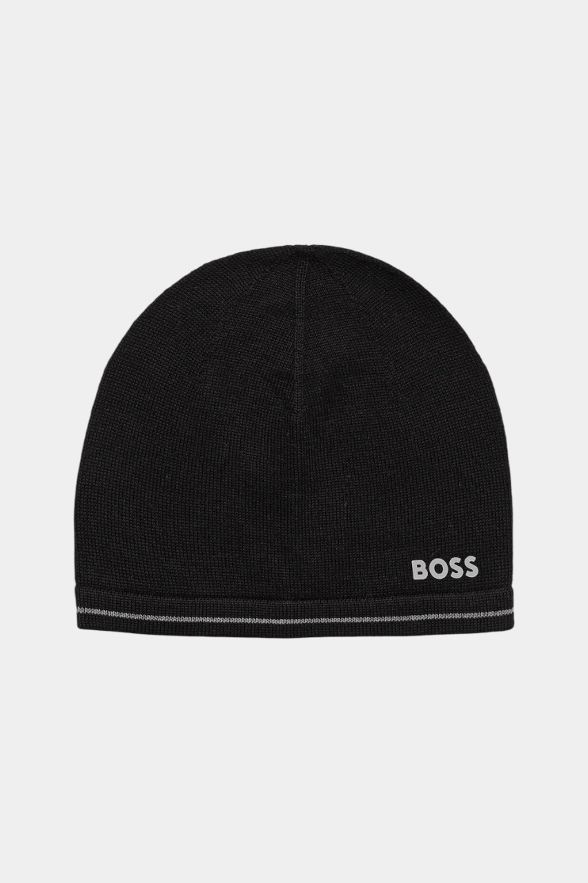 Черная шерстяная шапка Arveso_Beanie 50550255 001 BOSS