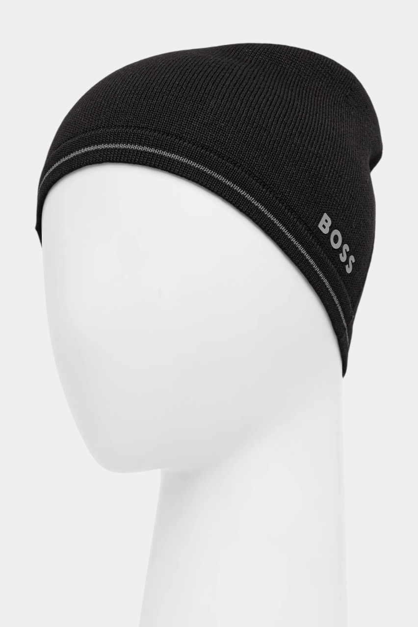 Черная шерстяная шапка Arveso_Beanie 50550255 001 BOSS
