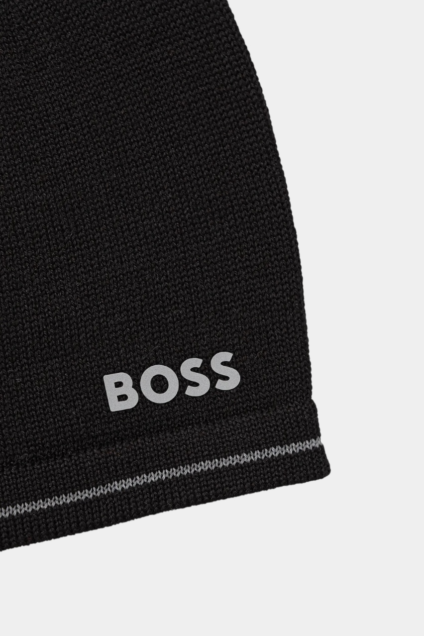 Черная шерстяная шапка Arveso_Beanie 50550255 001 BOSS