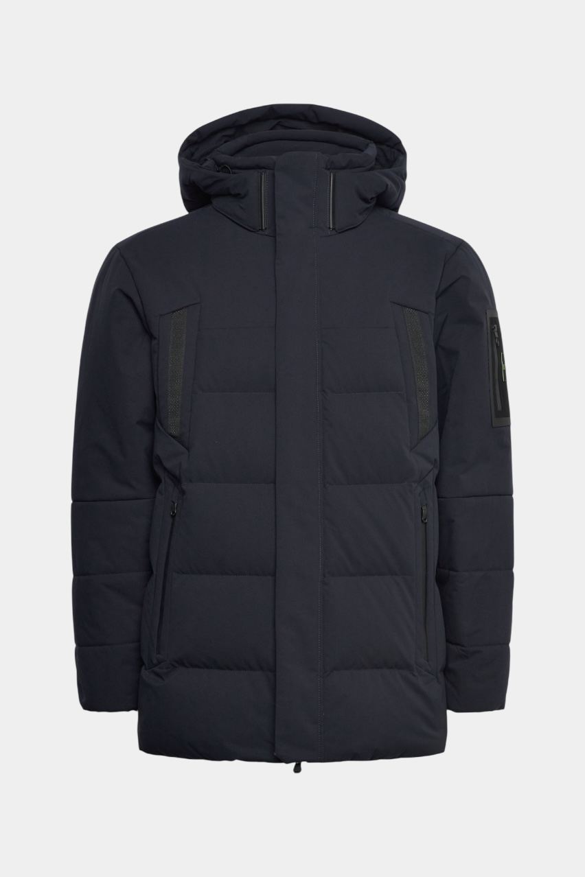 Темно-синий длинный пуховик OW_Block-X Parka 50547262 402 BOSS