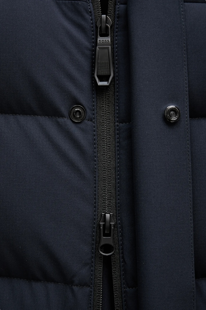 Темно-синий длинный пуховик OW_Block-X Parka 50547262 402 BOSS