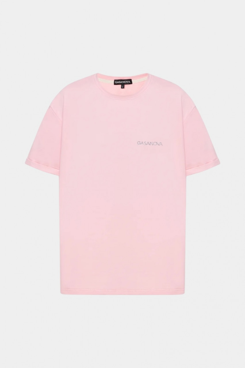 Рожева футболка зі стразовим логотипом 00Tee-s010C GASANOVA