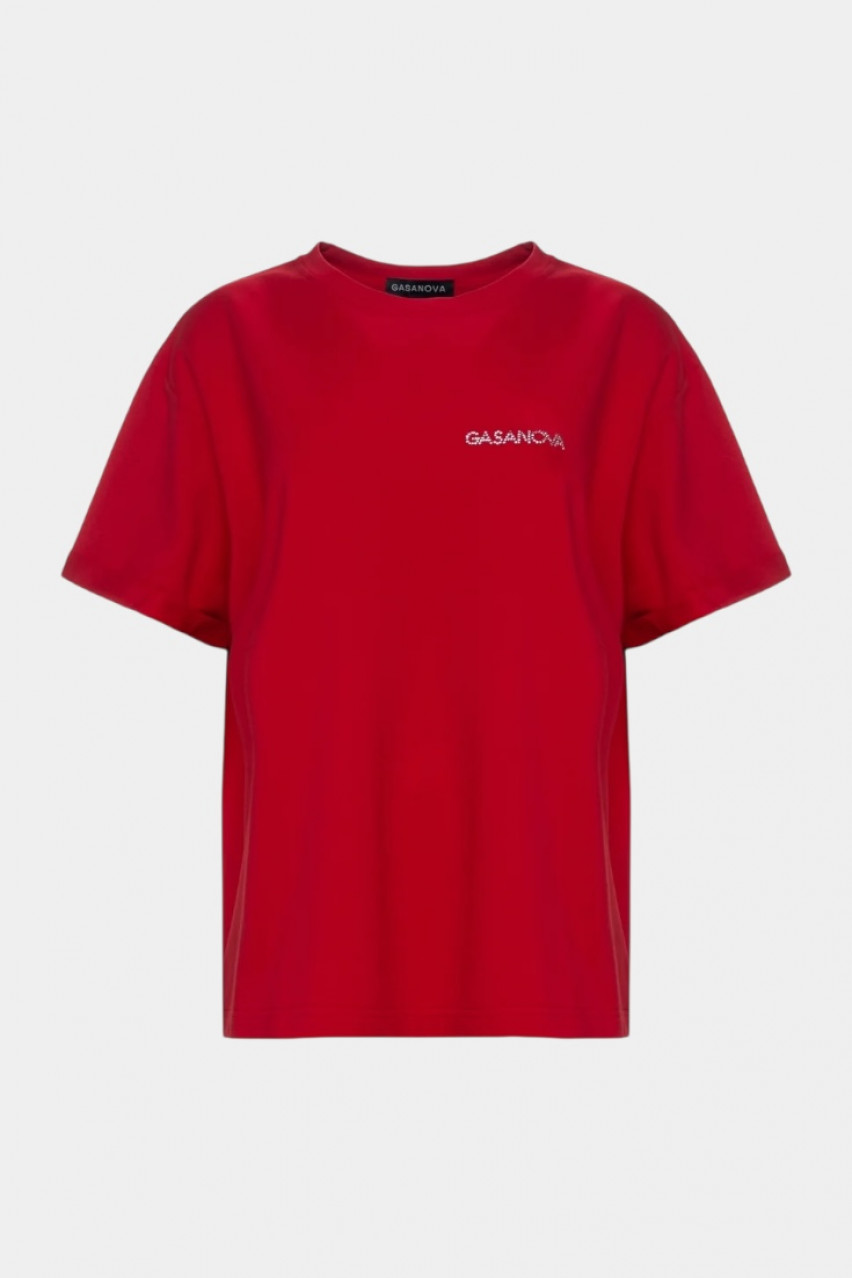 Красная футболка со стразовым логотипом 00Tee-s010C GASANOVA