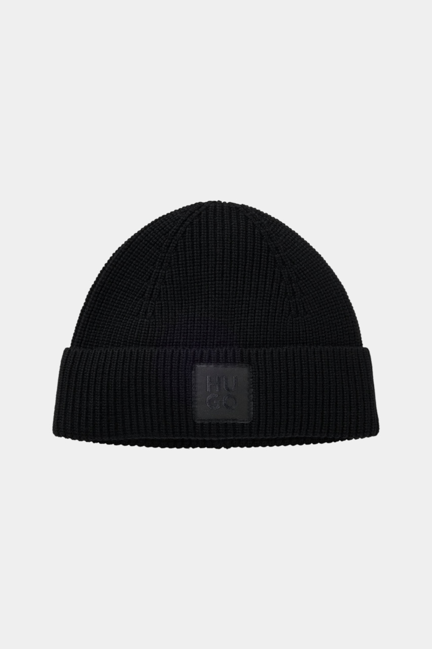 Черная шерстяная шапка Sential_Hat 50548413 001 HUGO