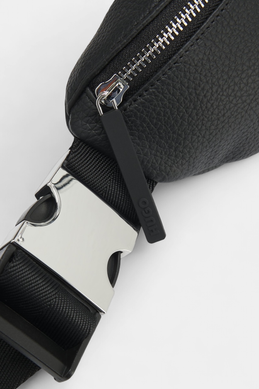 Чорна поясна сумка Ethon 2.0HI_Bumbag N із зернистої екошкіри 50535679 001 HUGO