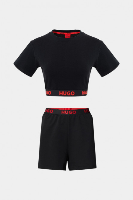 Черная пижама с топом SPORTY LOGO_T-SHIRT и шортами SPORTY LOGO_SHORTS