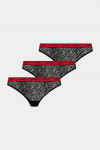 Набор черных кружевных танга TRIPLE THONG LACE