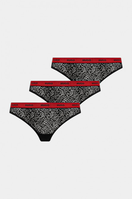 Набор черных кружевных танга TRIPLE THONG LACE