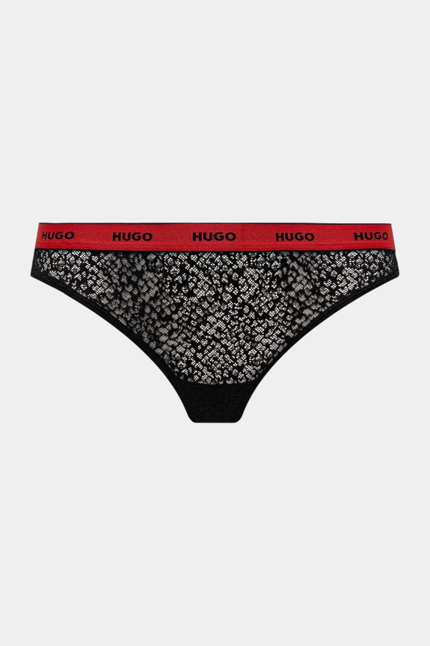 Набор черных кружевных танга TRIPLE THONG LACE 50535265 002 HUGO