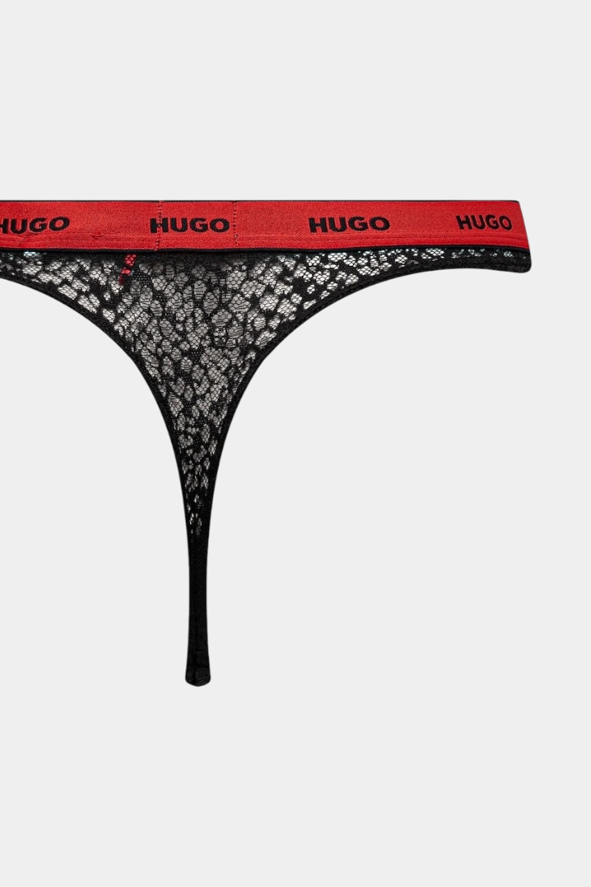 Набор черных кружевных танга TRIPLE THONG LACE 50535265 002 HUGO