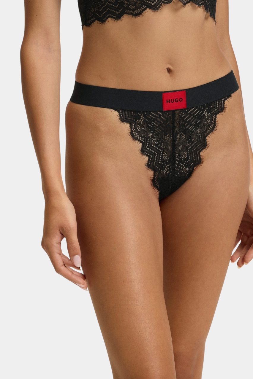 Чорні мереживні стринги STRING RL LACE 50535036 001 HUGO