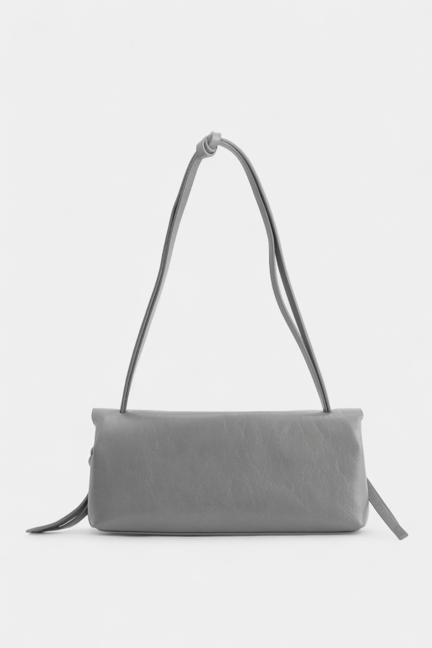 Серая сумка Rebecca Baguette 29 L10029 Kachorovska (фактурная кожа, серебристая фурнитура)