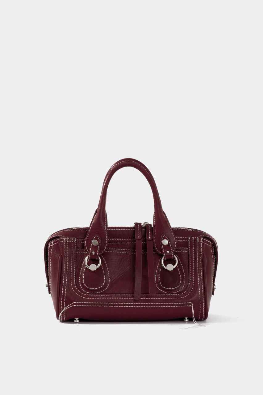 Бордова сумка Donna Mini L0370 Kachorovska (срібна фурнітура)
