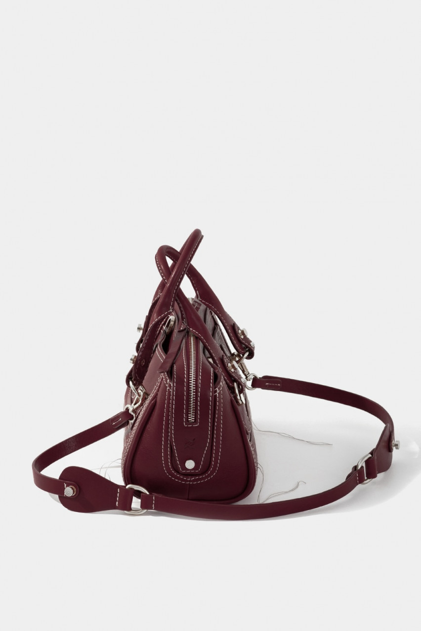 Бордова сумка Donna Mini L0370 Kachorovska (срібна фурнітура)