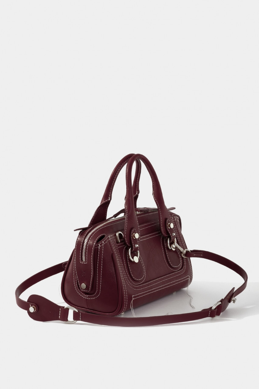 Бордова сумка Donna Mini L0370 Kachorovska (срібна фурнітура)