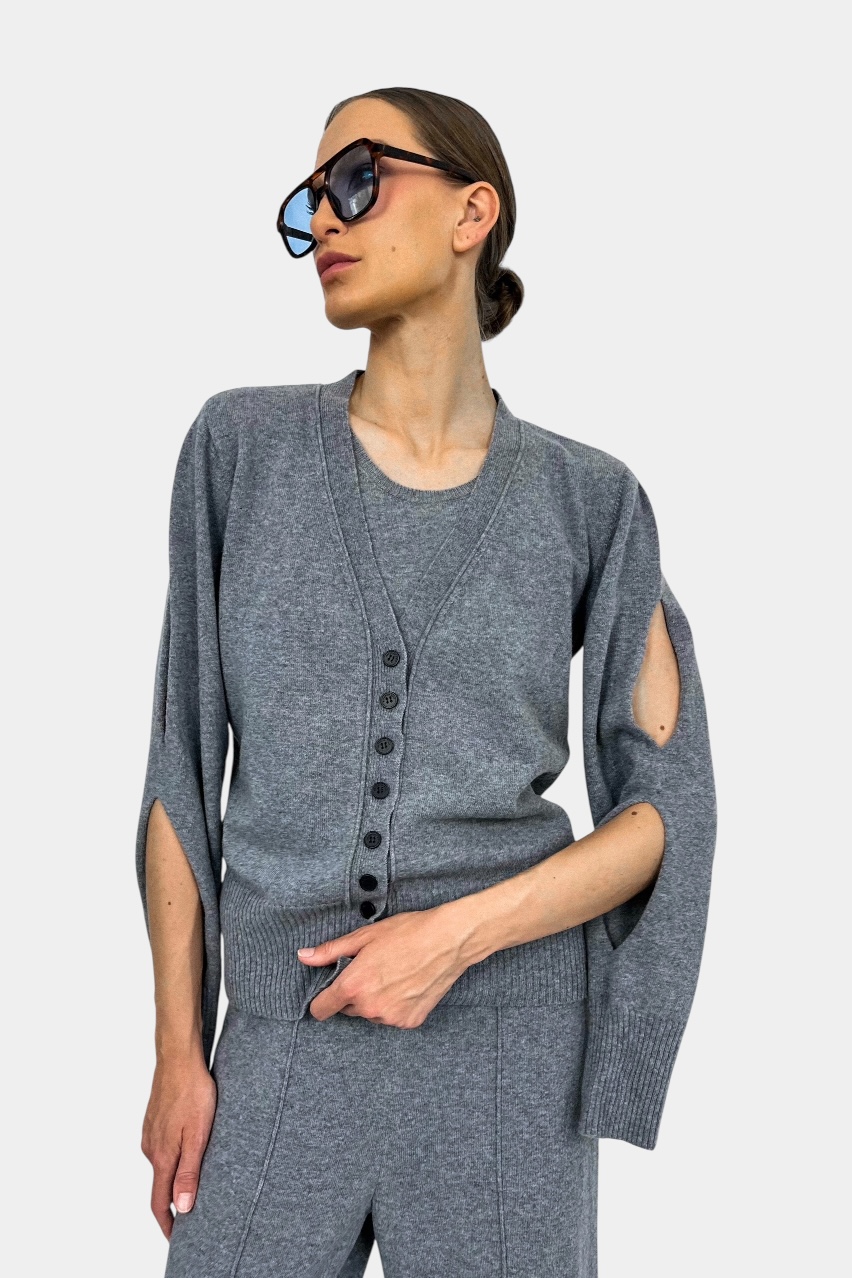 Сірий кашеміровий кардиган GAW252602 KATERINA KVIT