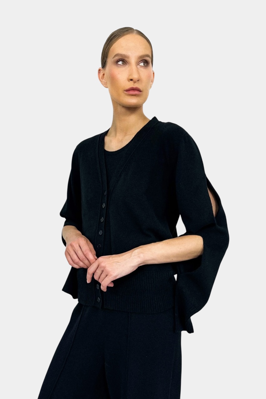Чорний кашеміровий кардиган GAW252602 KATERINA KVIT